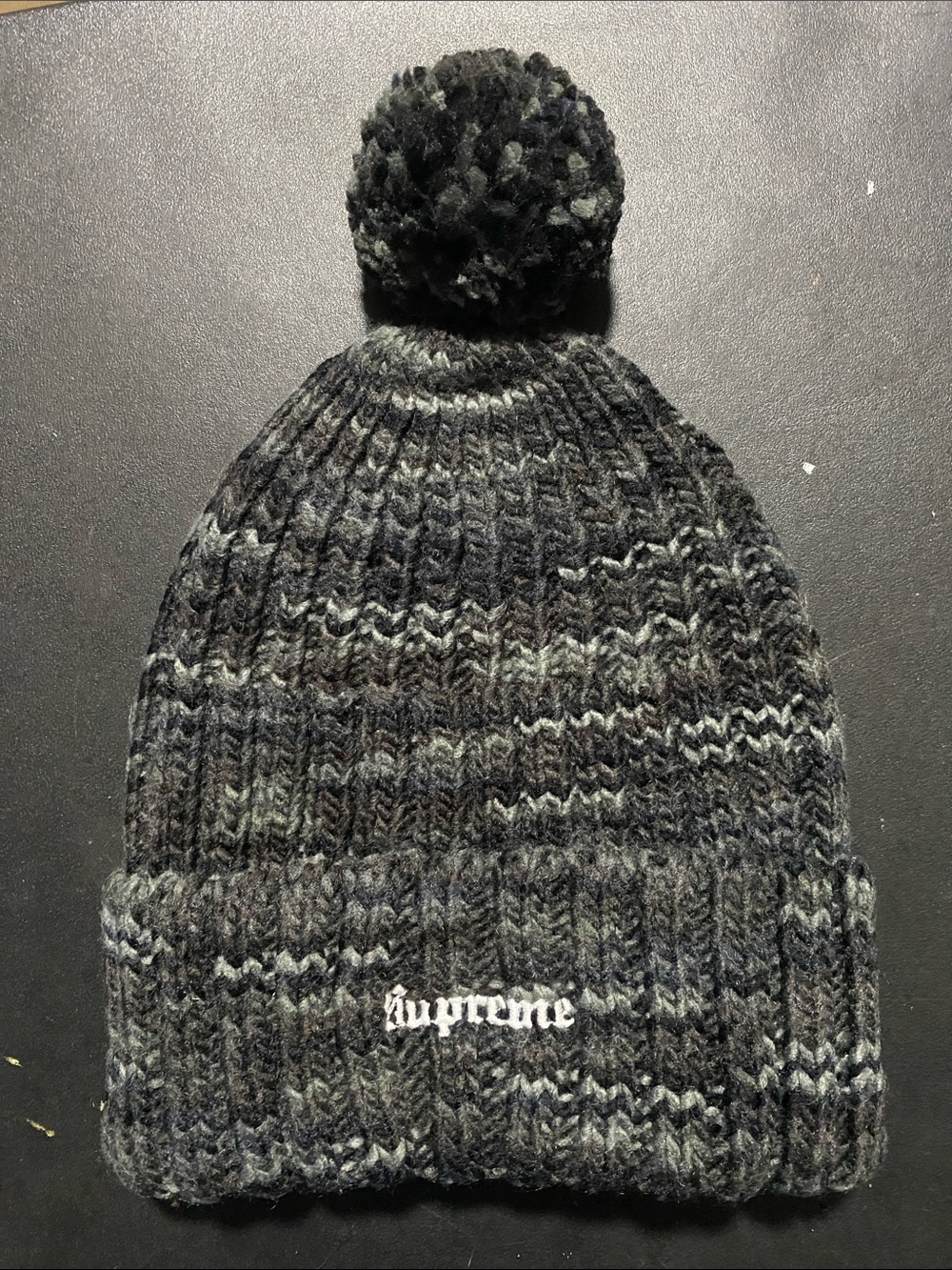 Supreme Marled Black & Gray Pom Beanie